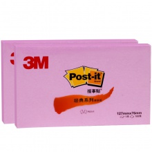 3M 报事贴 粉彩2包装 便条纸/便利贴/便签纸/便签本 经典系列655P-PI 粉色